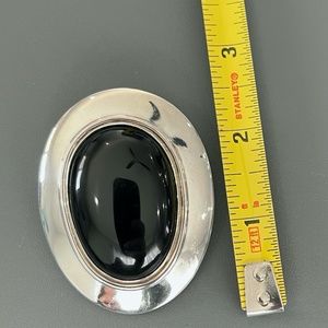 Sterling Silver & Black Onyx Pendant or Brooch from Mexico